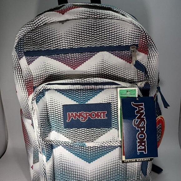 Jansport Big Student Backpack Multicolor-Chevron Style New NWT